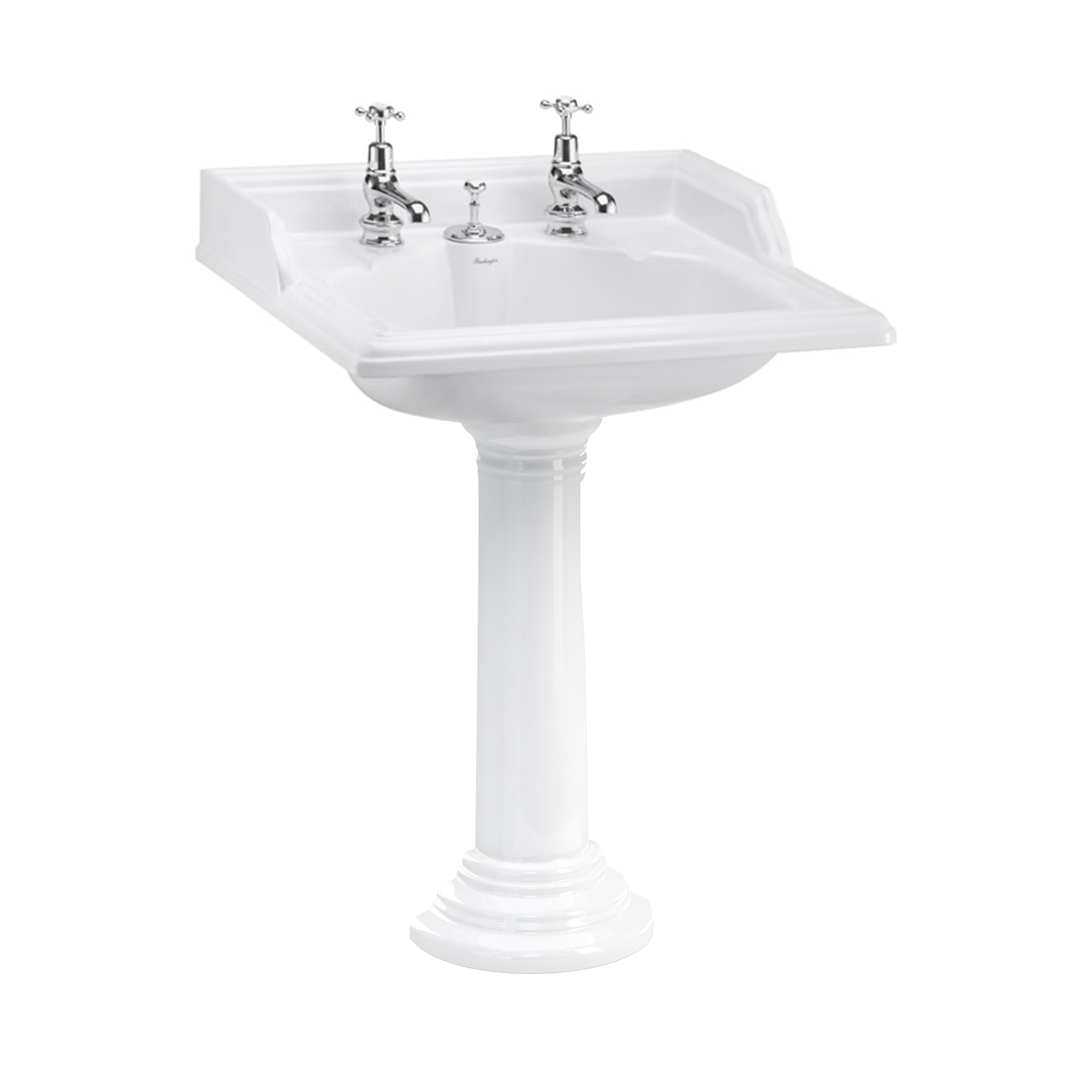 Classic 65cm basin with invisible overflow and regal round pedestal